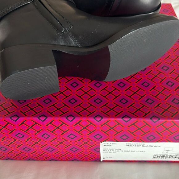 Tory Burch Miller 45MM Leather Ankle Bootie Perfect Black $495 - Picture 8 of 10